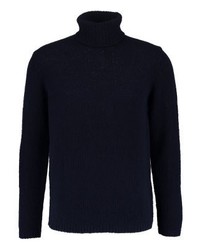 Pull à col roulé bleu marine Folk
