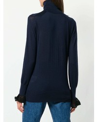 Pull à col roulé bleu marine Sacai