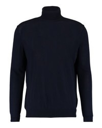 Pull à col roulé bleu marine KIOMI