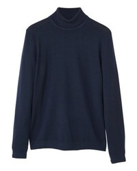 Pull à col roulé bleu marine Mango