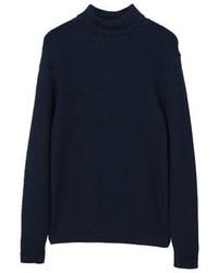 Pull à col roulé bleu marine Mango