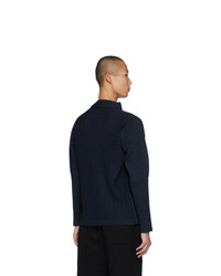 Pull à col roulé bleu marine Homme Plissé Issey Miyake