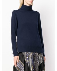 Pull à col roulé bleu marine Sacai