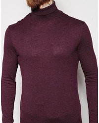 Pull à col roulé bordeaux Asos