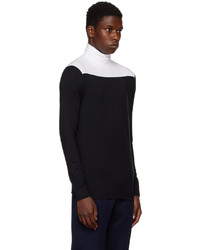 Pull à col roulé brodé noir et blanc Raf Simons