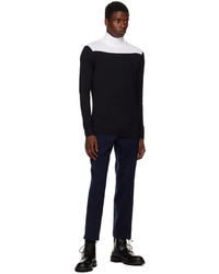 Pull à col roulé brodé noir et blanc Raf Simons