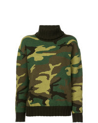Pull à col roulé camouflage olive
