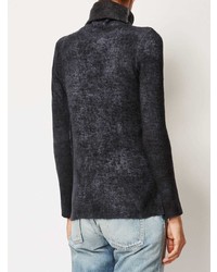 Pull à col roulé en laine à fleurs gris foncé Avant Toi