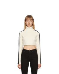 Pull à col roulé en laine blanc et noir