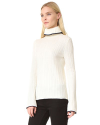 Pull à col roulé en laine blanc MSGM