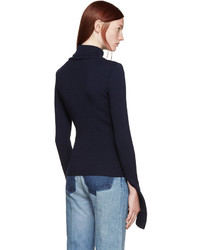 Pull à col roulé en laine bleu marine Jacquemus