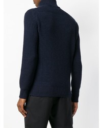 Pull à col roulé en laine bleu marine Woolrich