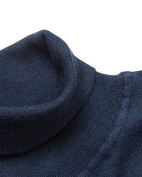 Pull à col roulé en laine bleu marine Brioni