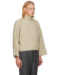 Pull à col roulé en laine en tricot beige Rito Structure