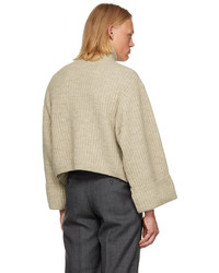 Pull à col roulé en laine en tricot beige Rito Structure
