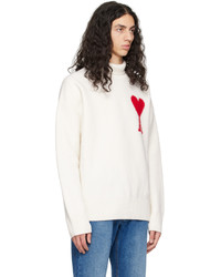 Pull à col roulé en laine en tricot beige AMI Alexandre Mattiussi