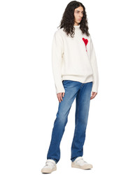 Pull à col roulé en laine en tricot beige AMI Alexandre Mattiussi
