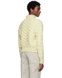 Pull à col roulé en laine en tricot beige Jil Sander