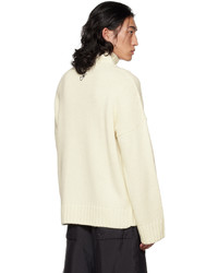 Pull à col roulé en laine en tricot blanc JW Anderson