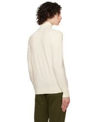 Pull à col roulé en laine en tricot blanc Sunspel