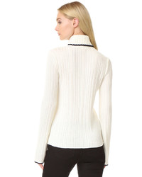 Pull à col roulé en laine en tricot blanc MSGM