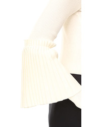 Pull à col roulé en laine en tricot blanc Salvatore Ferragamo