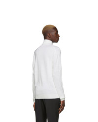 Pull à col roulé en laine en tricot blanc BOSS