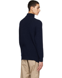 Pull à col roulé en laine en tricot bleu marine Engineered Garments
