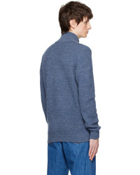 Pull à col roulé en laine en tricot bleu Norse Projects