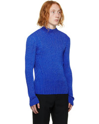 Pull à col roulé en laine en tricot bleu Dion Lee