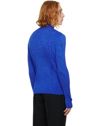 Pull à col roulé en laine en tricot bleu Dion Lee