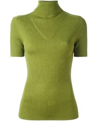 Pull à col roulé en laine en tricot chartreuse