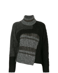 Pull à col roulé en laine en tricot gris foncé Kolor