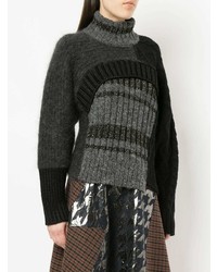 Pull à col roulé en laine en tricot gris foncé Kolor