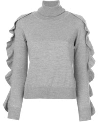 Pull à col roulé en laine en tricot gris Blugirl