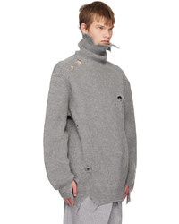 Pull à col roulé en laine en tricot gris Hed Mayner