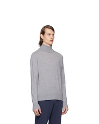Pull à col roulé en laine en tricot gris Thom Browne