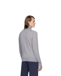 Pull à col roulé en laine en tricot gris Thom Browne