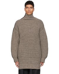 Pull à col roulé en laine en tricot gris Peter Do