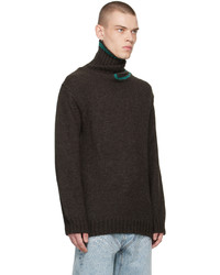 Pull à col roulé en laine en tricot marron foncé Y/Project