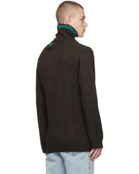 Pull à col roulé en laine en tricot marron foncé Y/Project