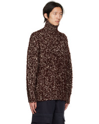 Pull à col roulé en laine en tricot marron foncé Acne Studios