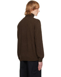 Pull à col roulé en laine en tricot marron foncé Beams Plus