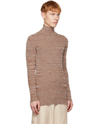 Pull à col roulé en laine en tricot marron Rier