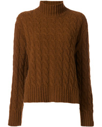 Pull à col roulé en laine en tricot marron MSGM