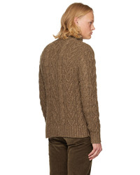 Pull à col roulé en laine en tricot marron RRL