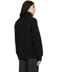 Pull à col roulé en laine en tricot noir AMI Alexandre Mattiussi