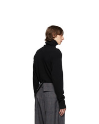 Pull à col roulé en laine en tricot noir Loewe