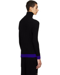 Pull à col roulé en laine en tricot noir ZANKOV