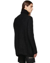 Pull à col roulé en laine en tricot noir Rick Owens